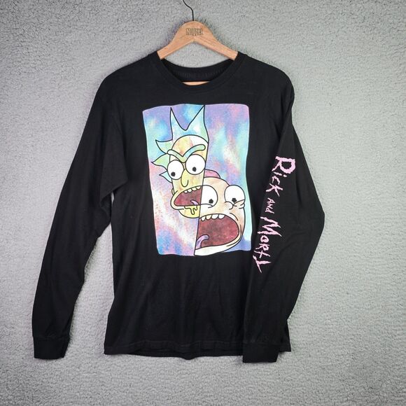Rick and Morty Ripple Junction Long Sleeve Graphic Shirt Black M Adult Swim - Picture 3 of 15